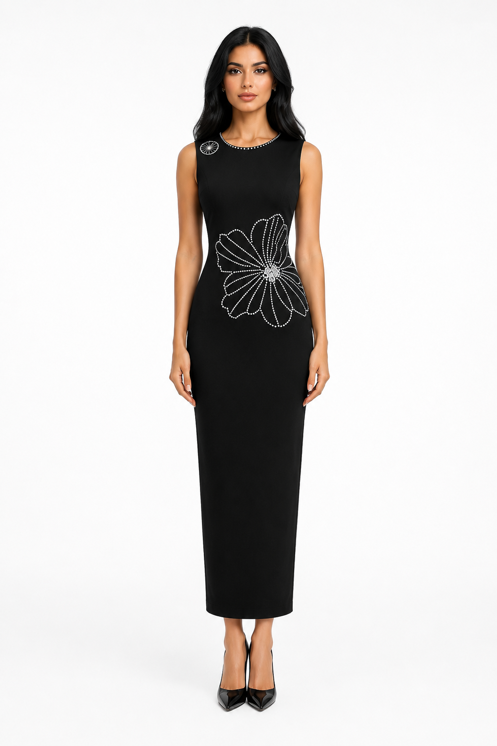 Crystal Floral Sheath Midi Dress - Blossom