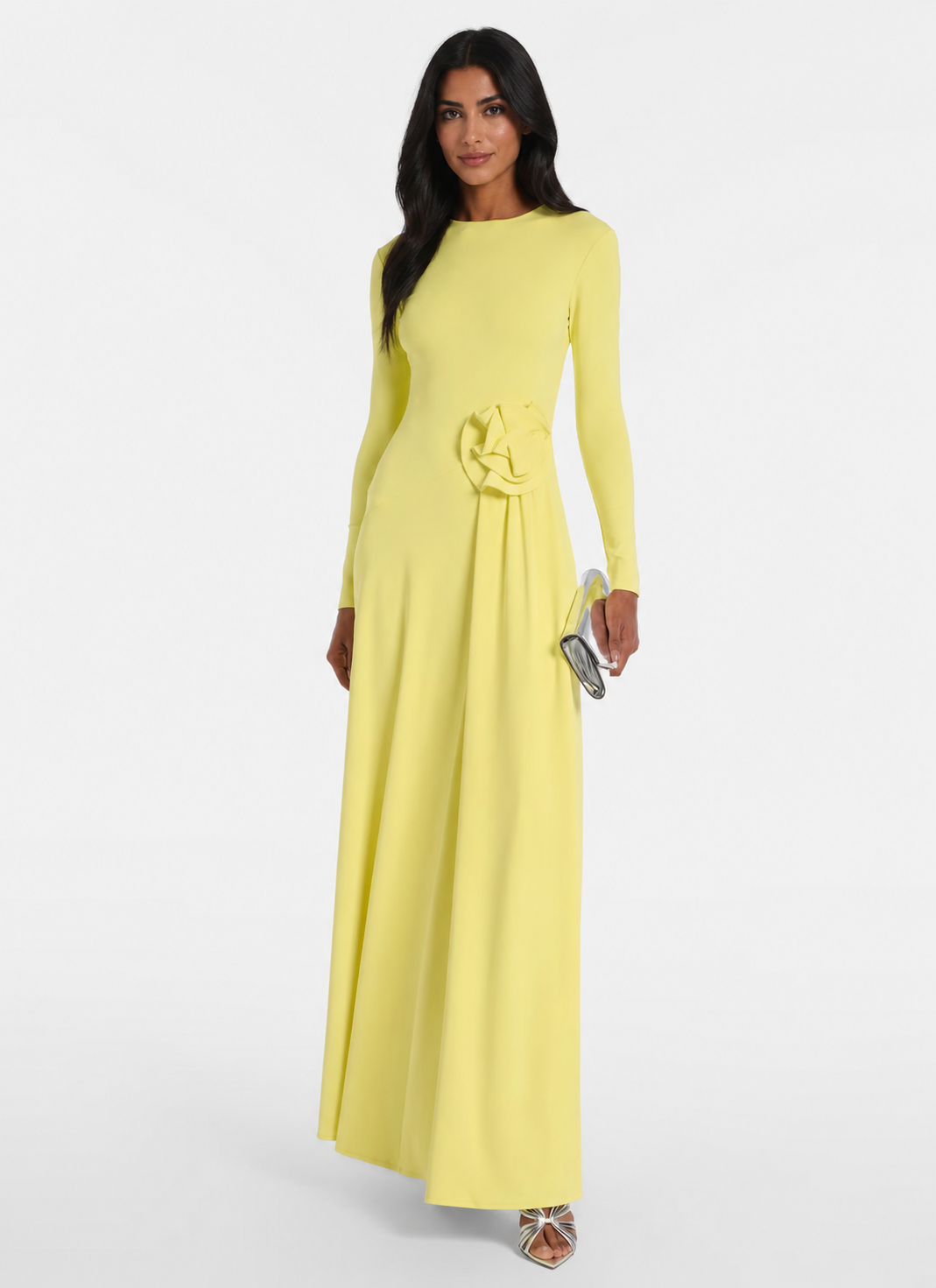 Butter Yellow Floral Waist Maxi Dress - Soleil