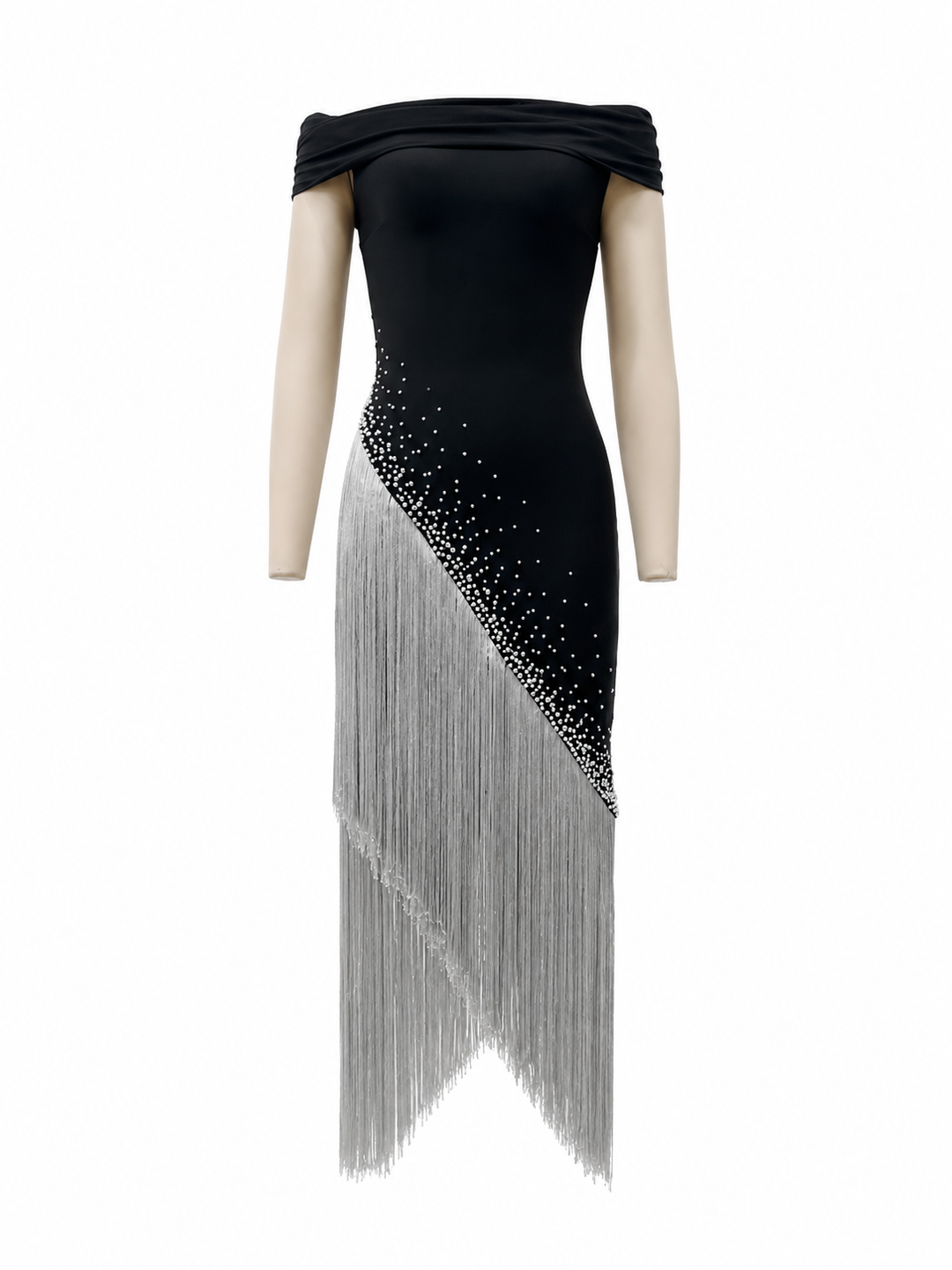 Midnight Fringe Pearl Dress - Glamour