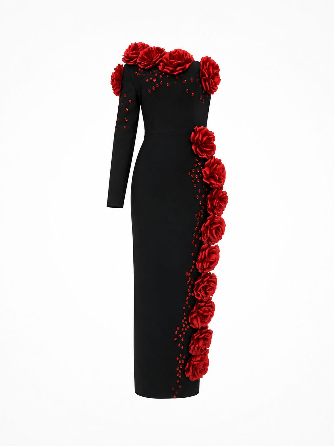 Midnight Rose Embellished Evening Dress - Passion