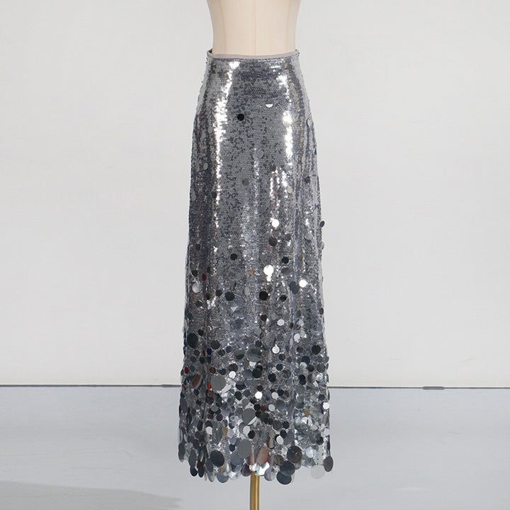 high-waisted sequin maxi skirt with gradient embellishment – AURÉLIA