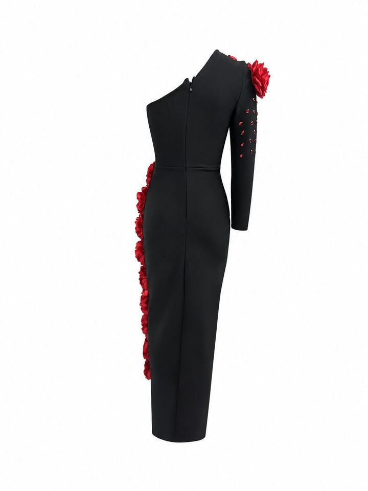 Midnight Rose Embellished Evening Dress - Passion
