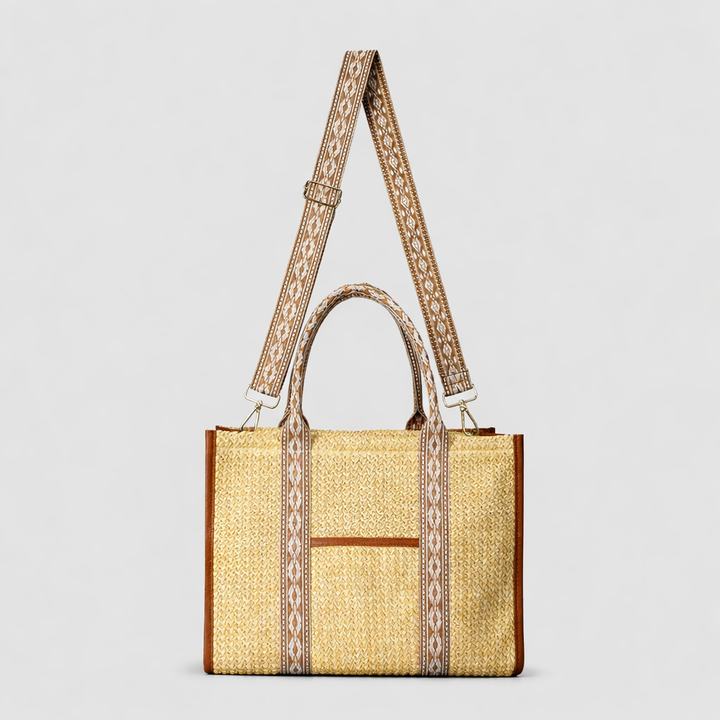 woven tote bag with patterned strap detail – DESERT