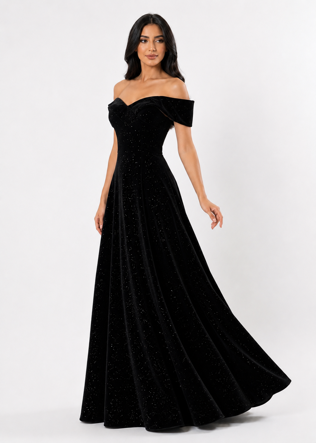 Starlight Off-Shoulder A-Line Gown - Noirtr