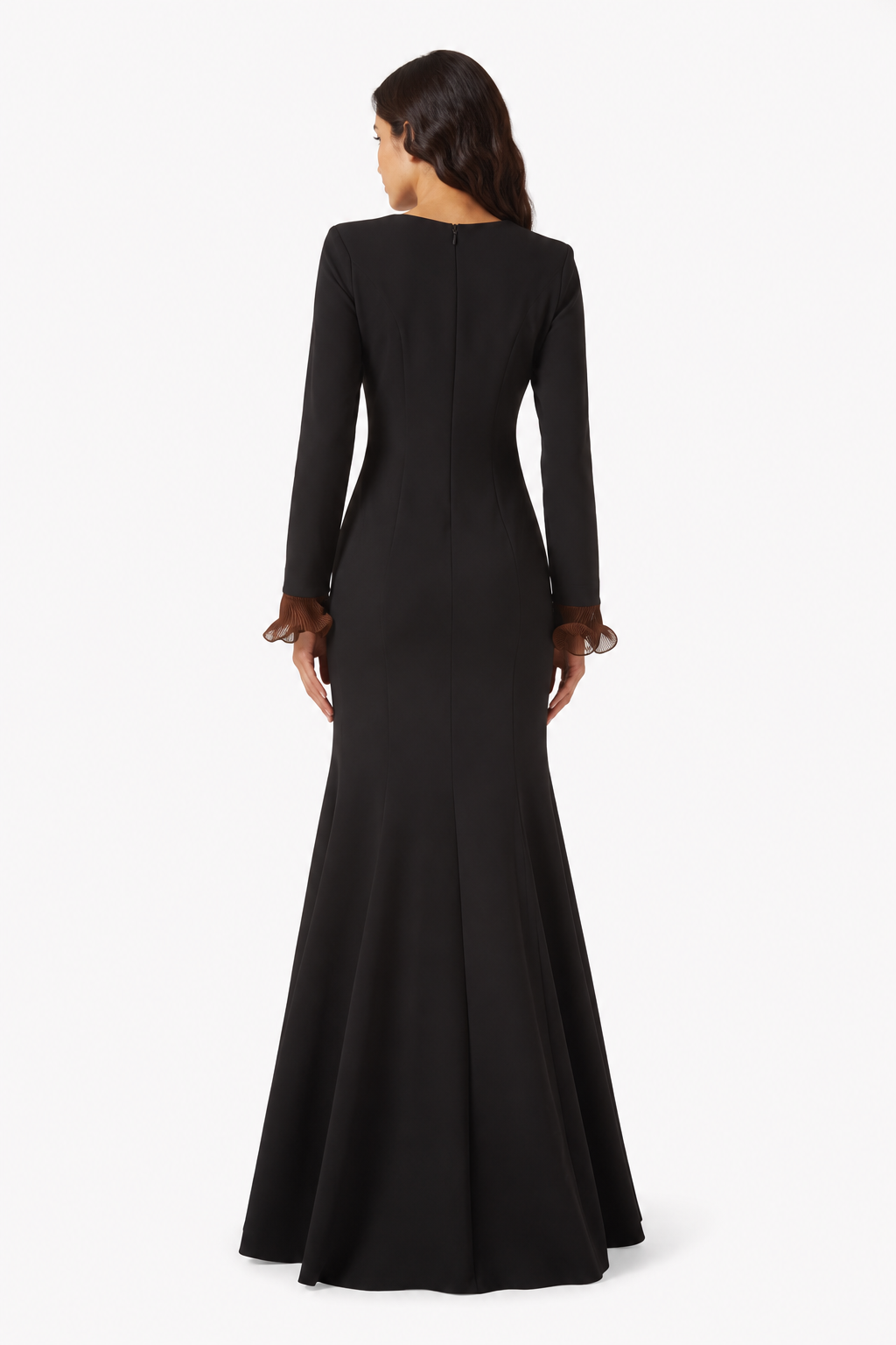 Ruffle Detail Mermaid Evening Gown - NOIRÉVA
