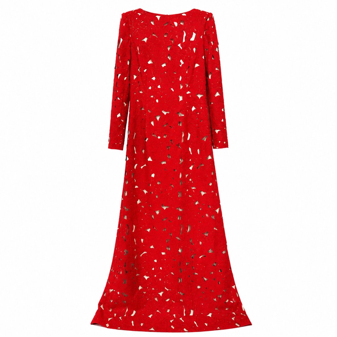 Red Floral Cutout Evening Gown – Royal