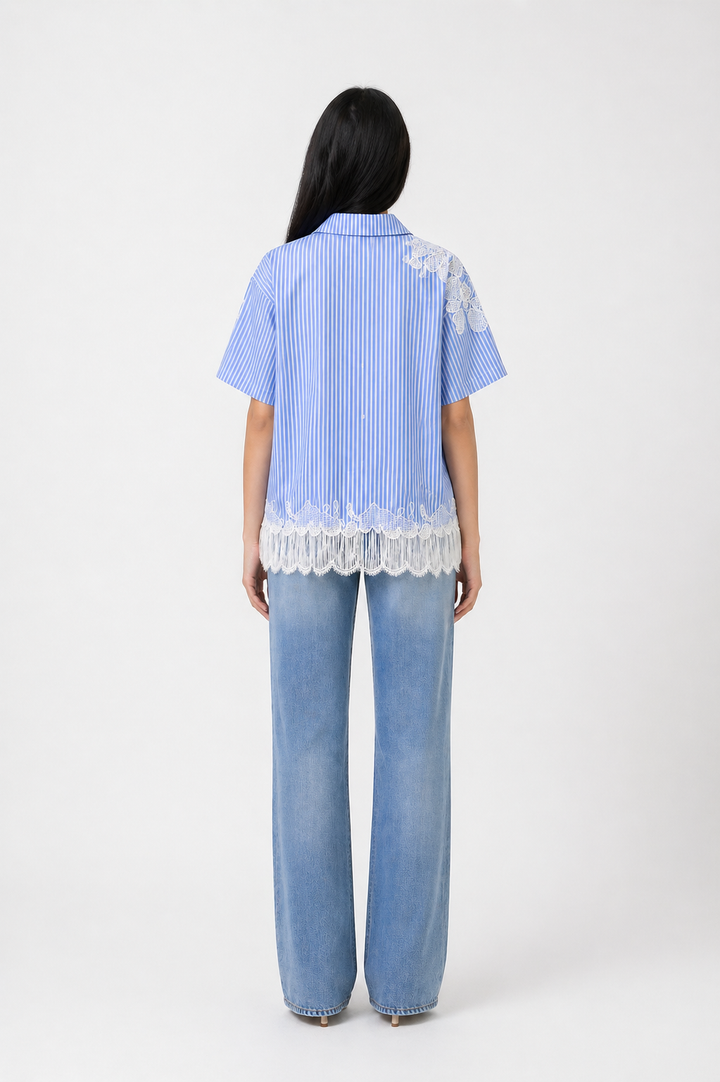 Black Lace Hem Embroidered Shirt – NOIRÉVA