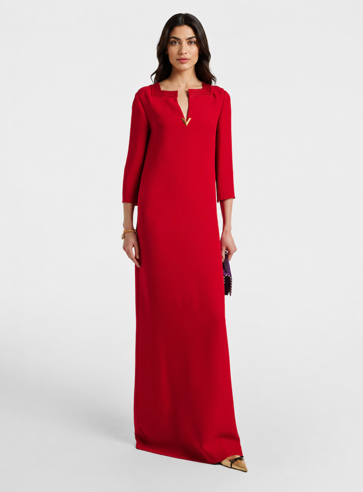 Red Minimalist Maxi Dress - Scarlet