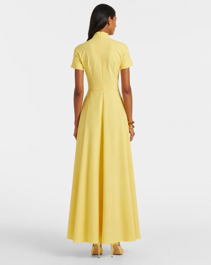 Butter Yellow High-Neck Maxi Dress - Soleil