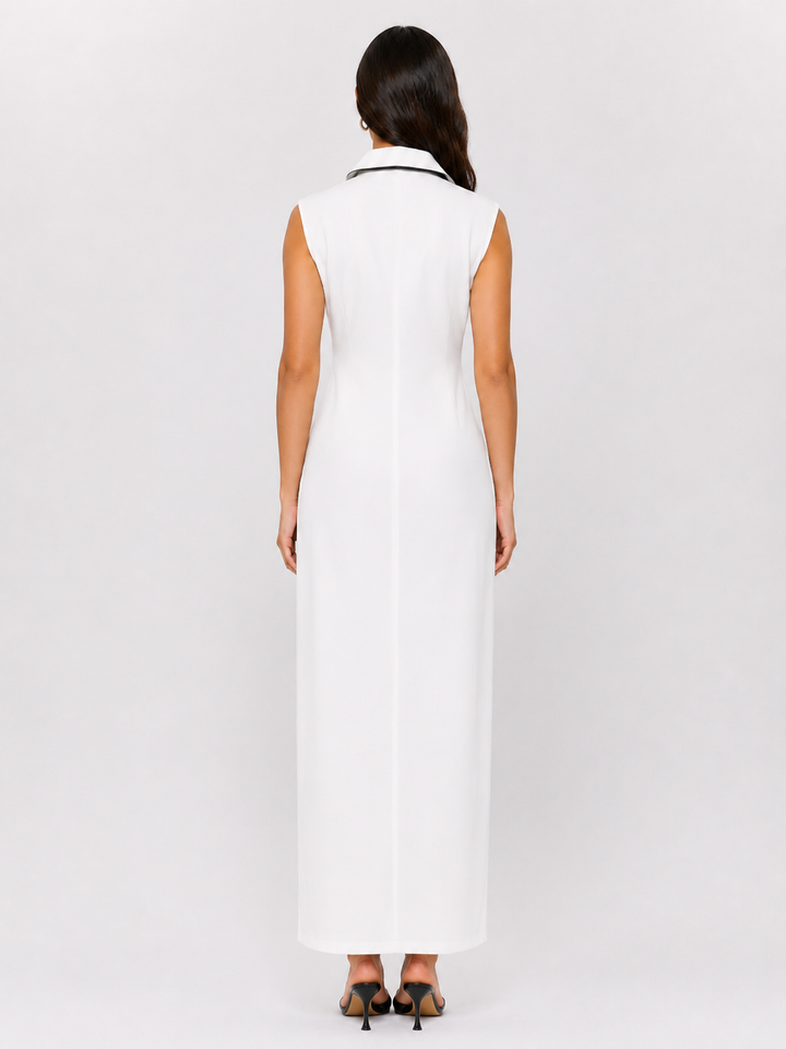 Elegant Contrast Trim Midi Dress - Modern