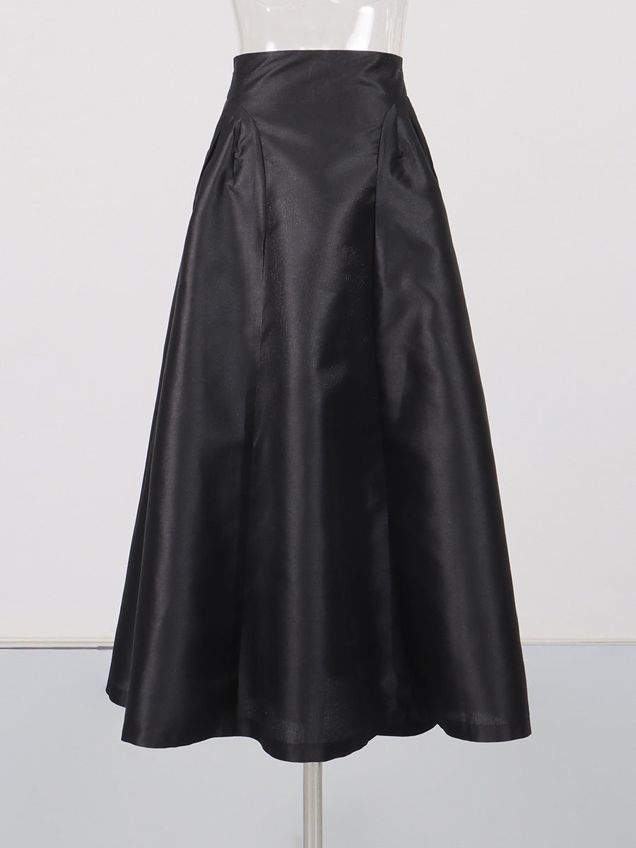 high-waisted midi skirt with gold button detail – ICON