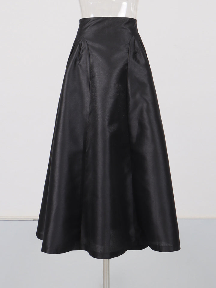 high-waisted midi skirt with gold button detail – ICON