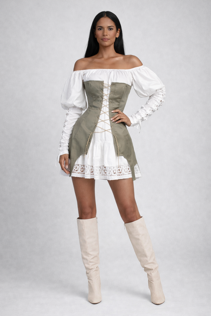 off-shoulder corset mini dress with lace-up detail – EDGE