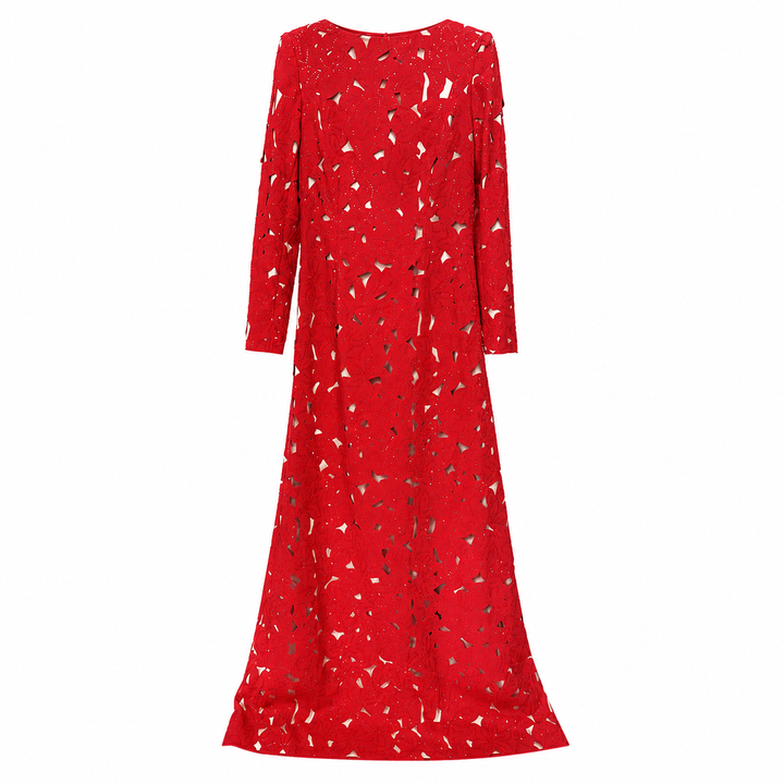 Red Floral Cutout Evening Gown – Royal