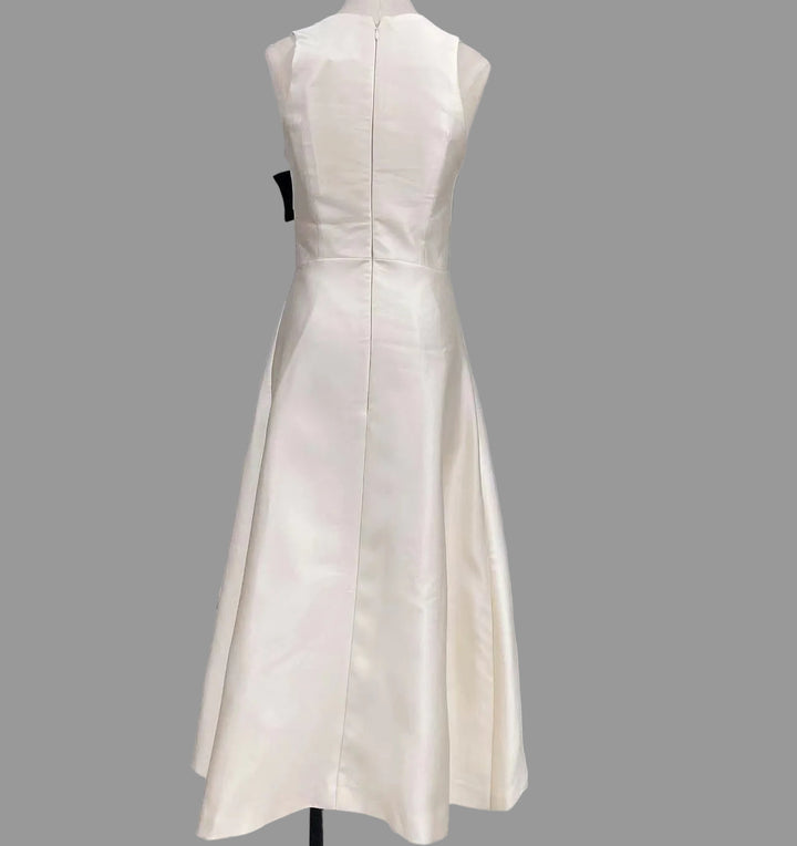 sleeveless midi dress with contrast bow detail – BOW