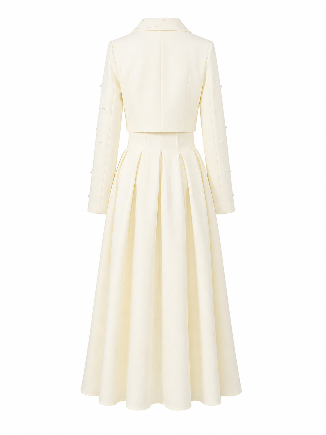 Black Pearl Collar Pleated Midi Dress – VÉLORA