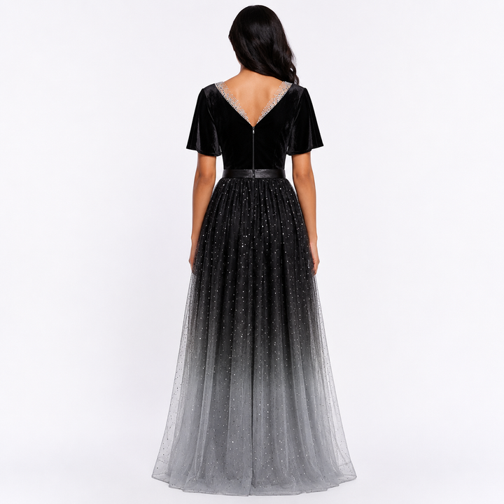 Ombre Stardust Tulle Evening Gown - Eclipse
