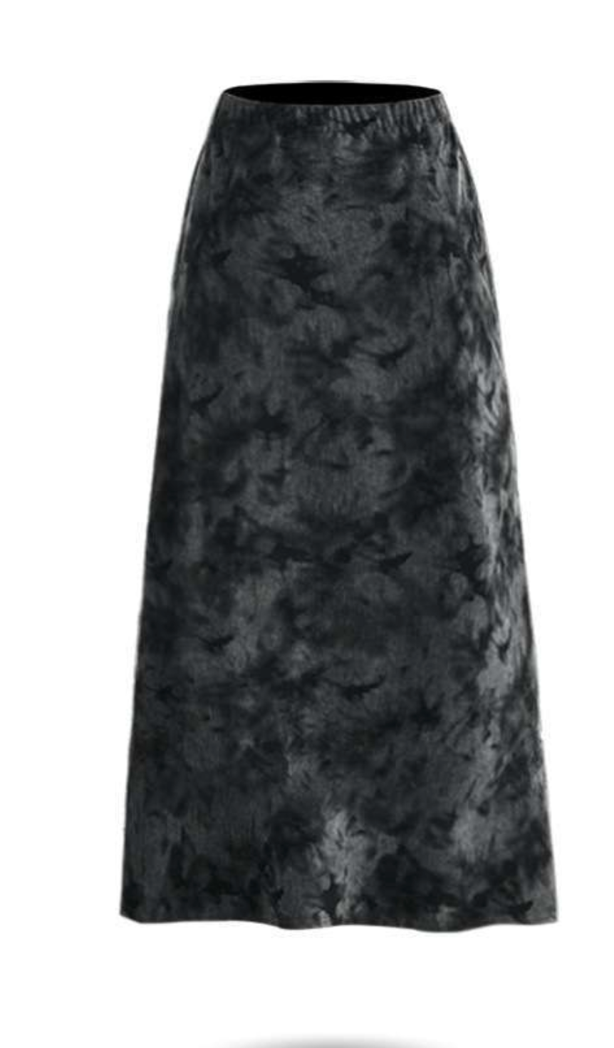 high-waisted marble print A-line skirt – NOIR