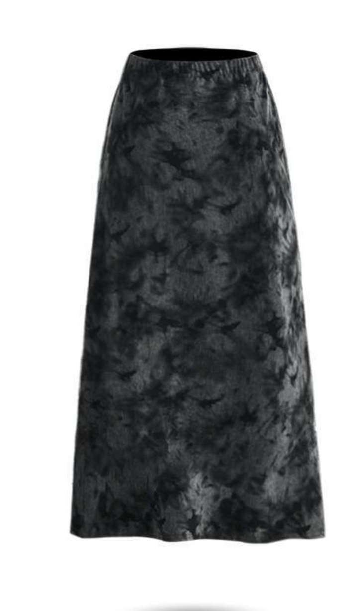 high-waisted marble print A-line skirt – NOIR