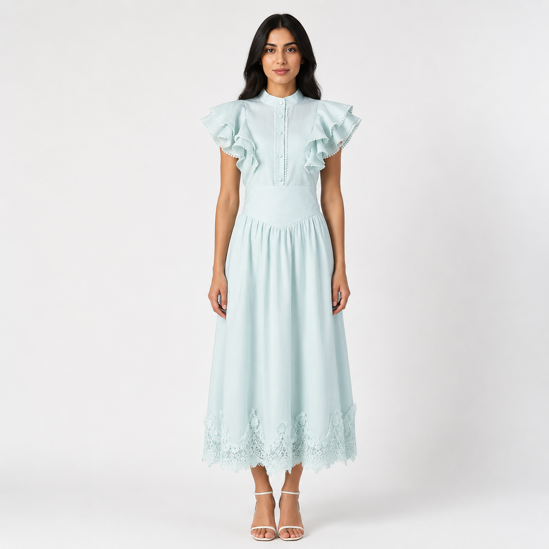Vintage Lace Hem Midi Dress - Charm