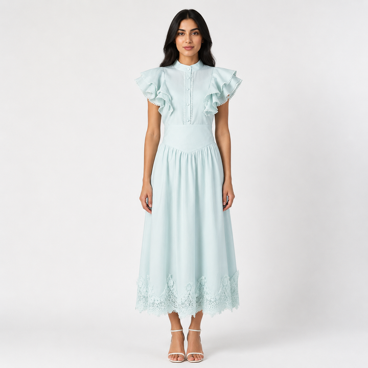 Vintage Lace Hem Midi Dress - Charm