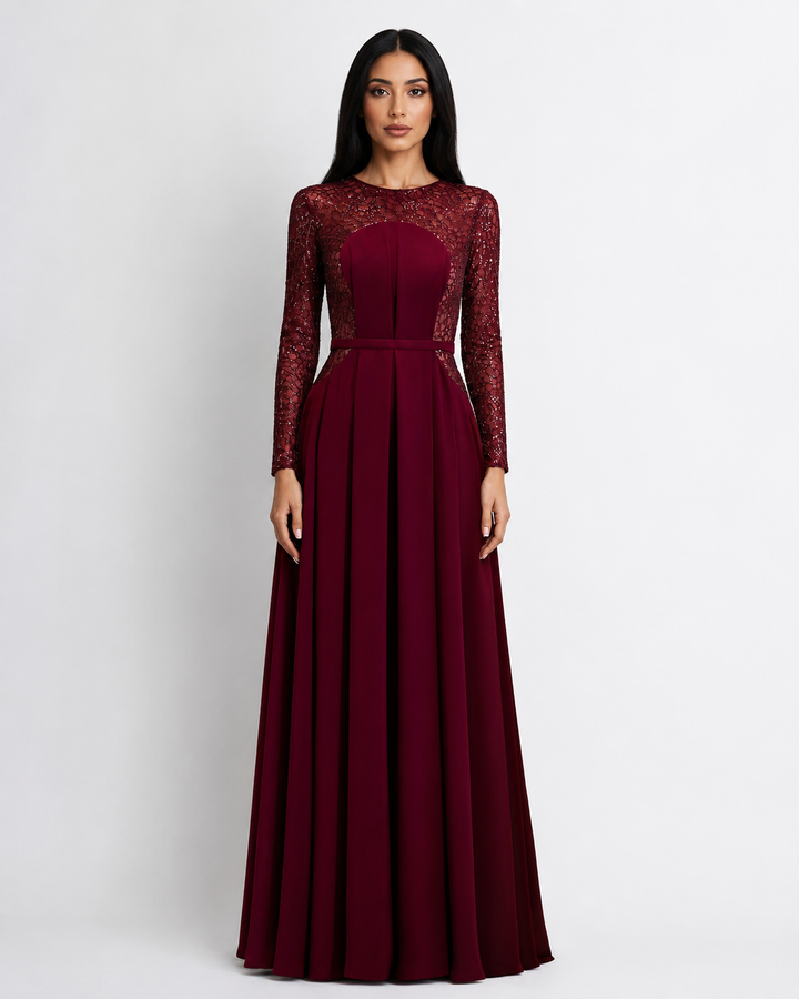 Elegant Lace Evening Gown - ÉLORIA