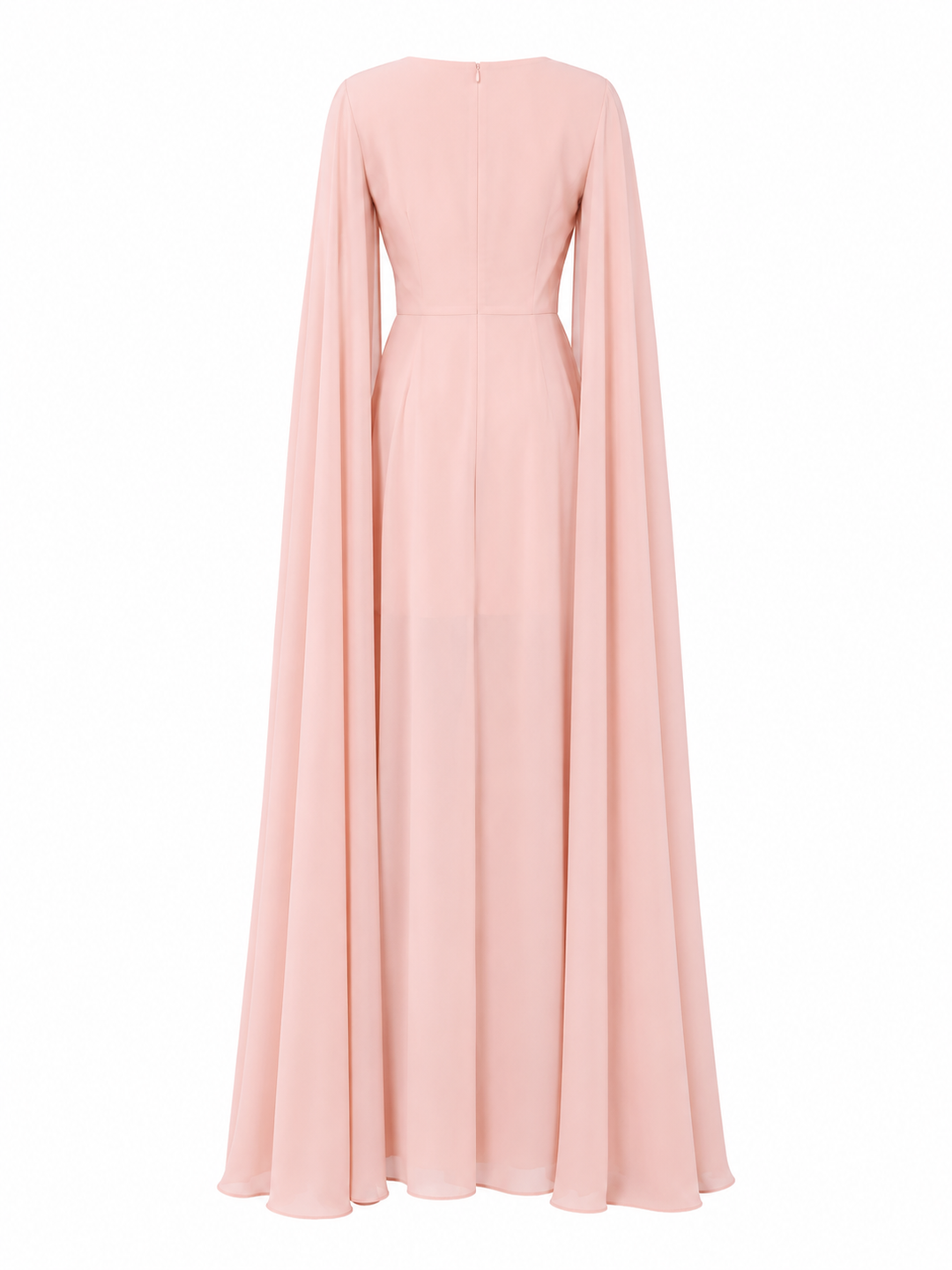 Elegant Chiffon Cape Sleeve Evening Dress - Timeless