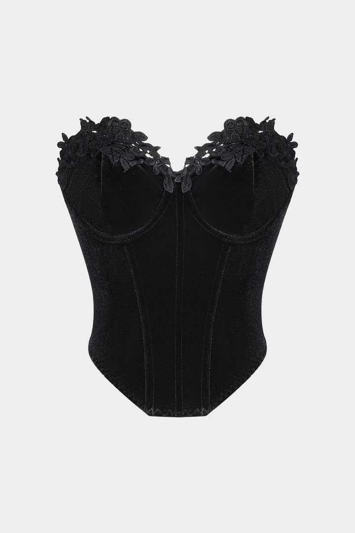 Velvet Backless Bustier Corset Tube Top