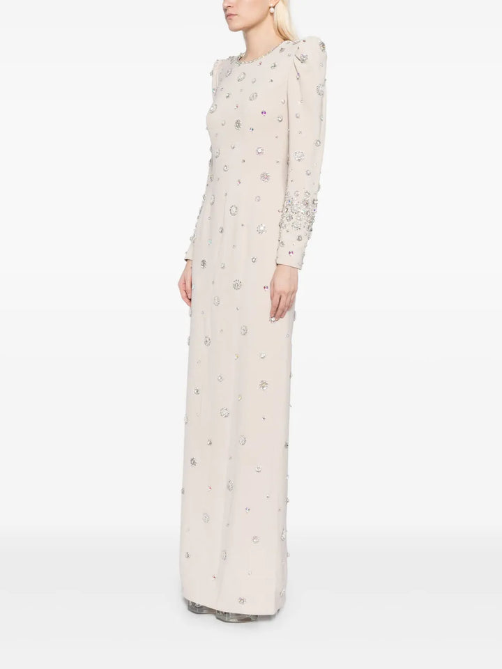 embellished long-sleeve gown with crystal accents – Joreen