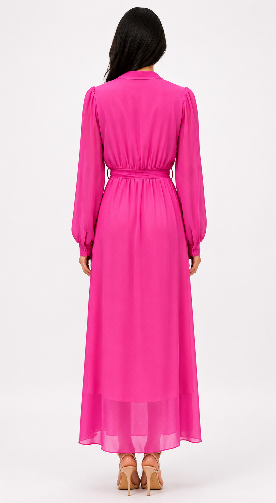 Chiffon Wrap Maxi Dress with Belt - Grace