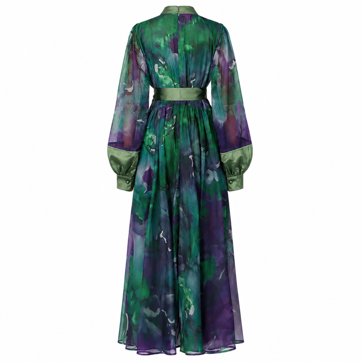 Abstract Watercolor Chiffon Dress - Aurora