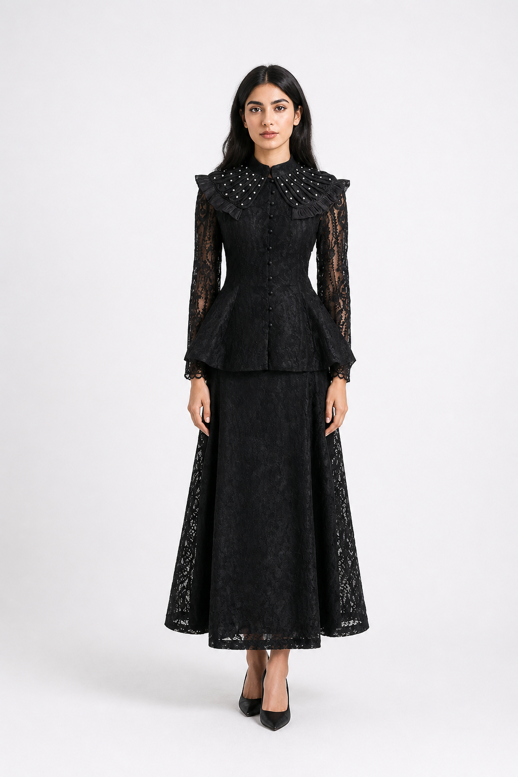 Black Lace Victorian Two-Piece Set – NOIRÉVA
