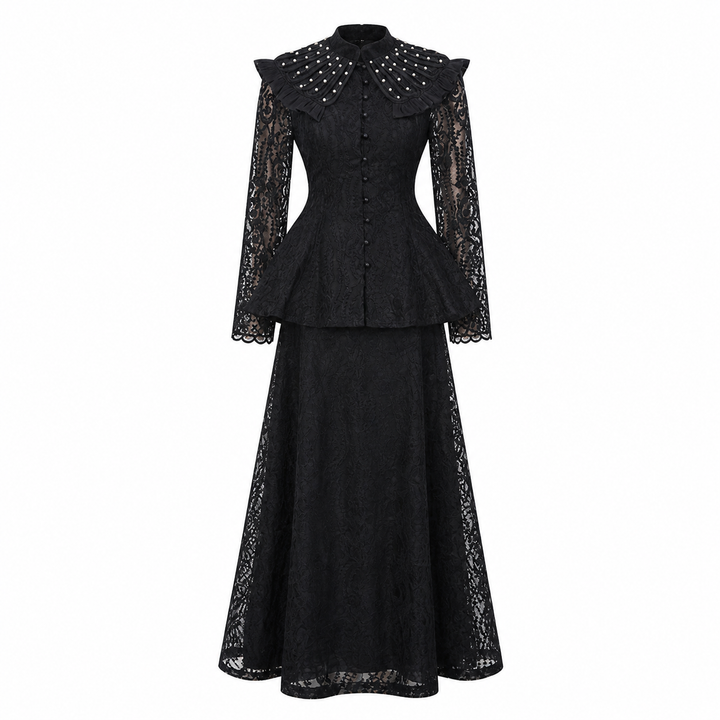Black Lace Victorian Two-Piece Set – NOIRÉVA