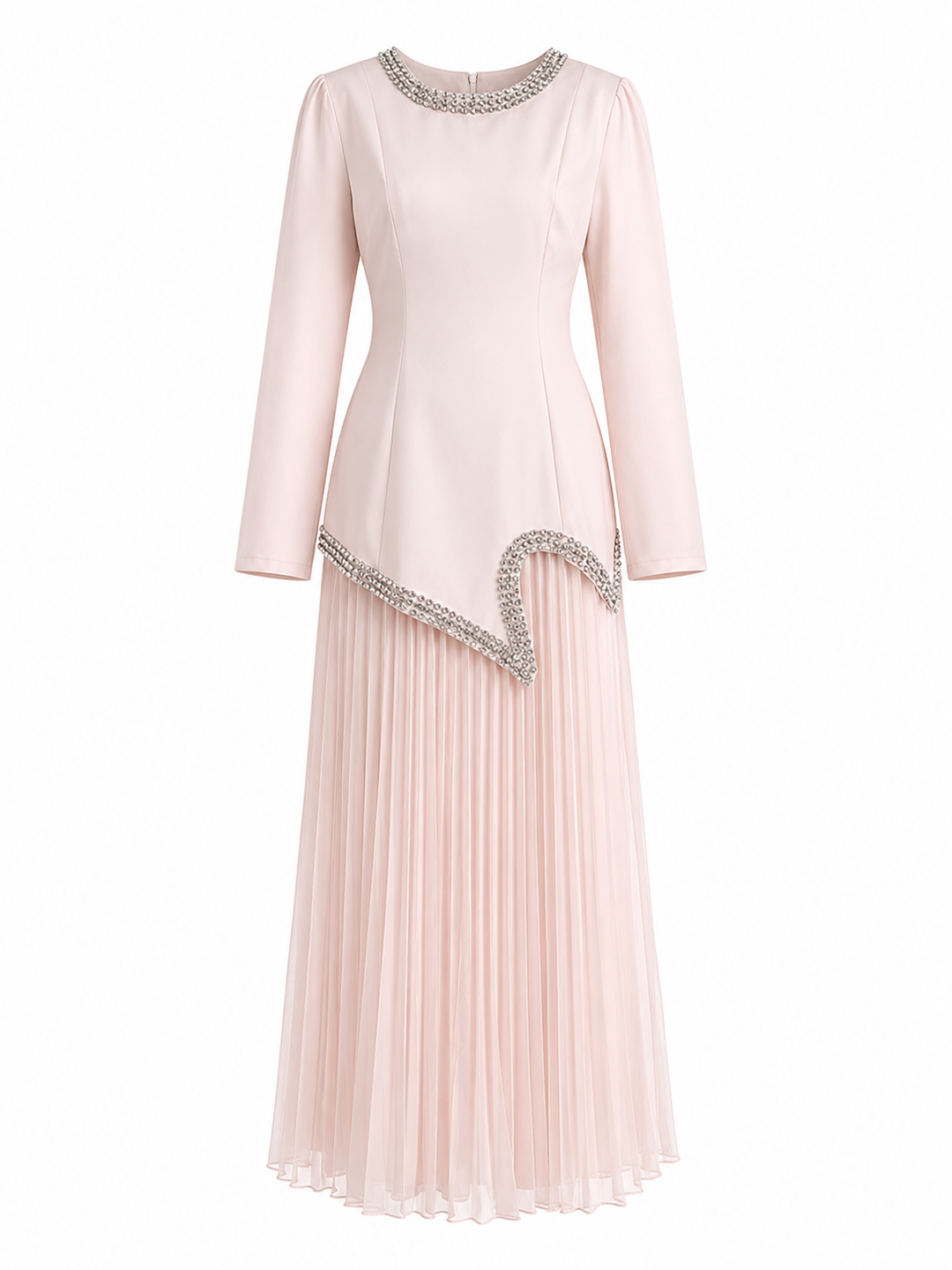 Elegant Pleated Maxi Dress - Pearl