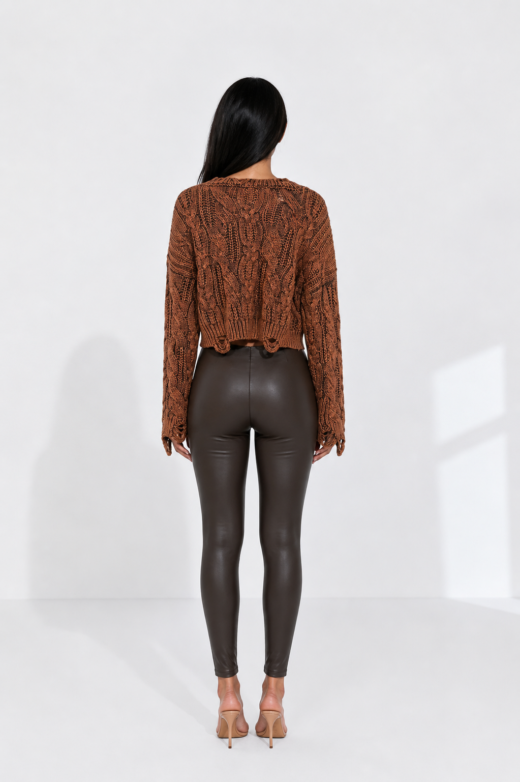 Distressed Knit Cut-Out Sweater – VELORA