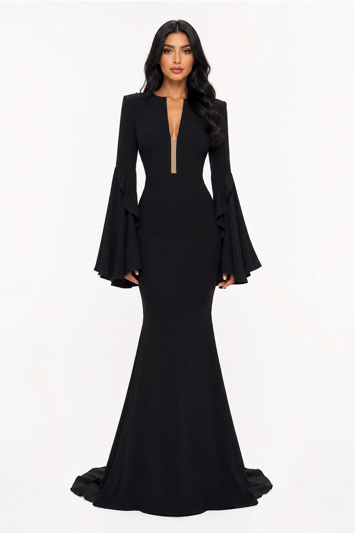Noir Plunge Mermaid Dress – Eclipse
