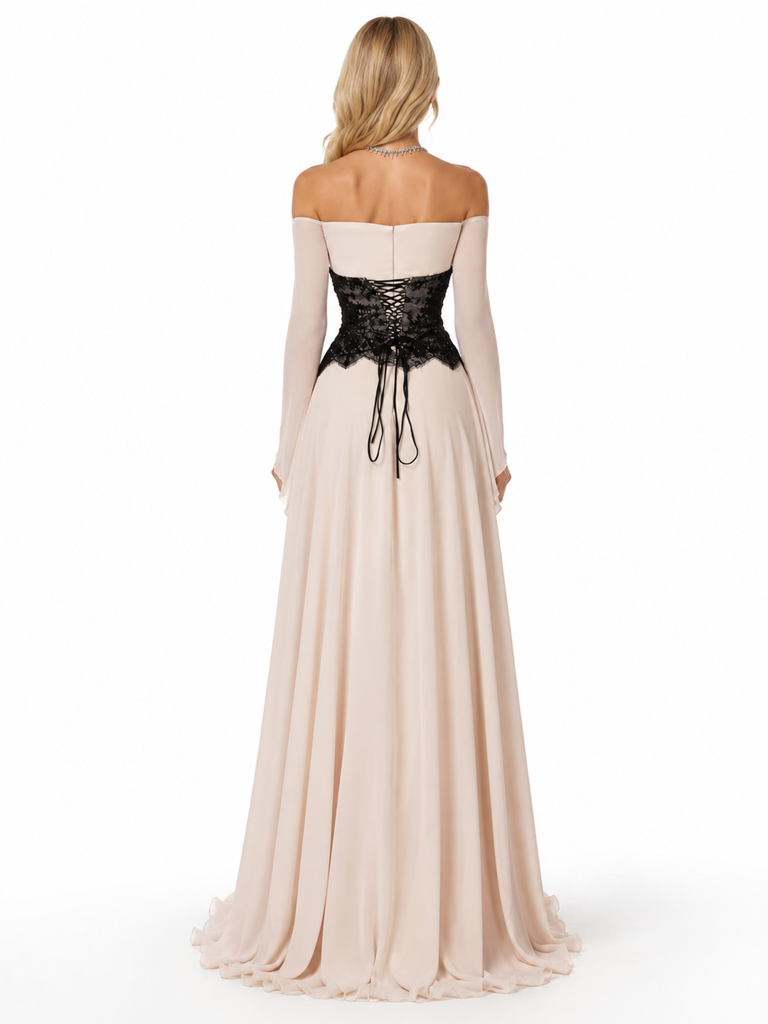 Off-Shoulder Lace Corset Gown - Royal