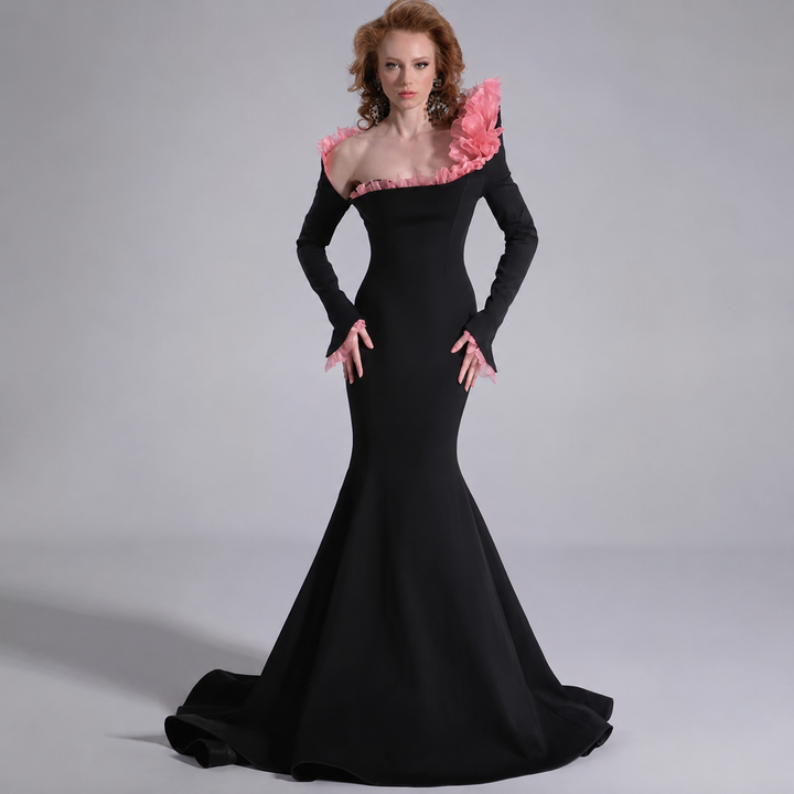 Black Floral Mermaid Maxi Dress – ROSABELLE
