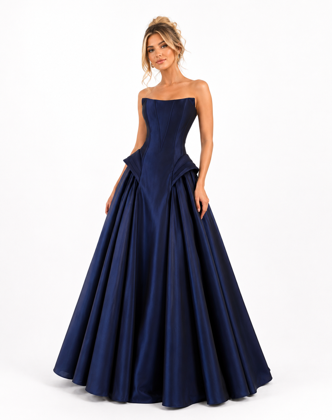 Corset Overskirt Evening Gown - Navy