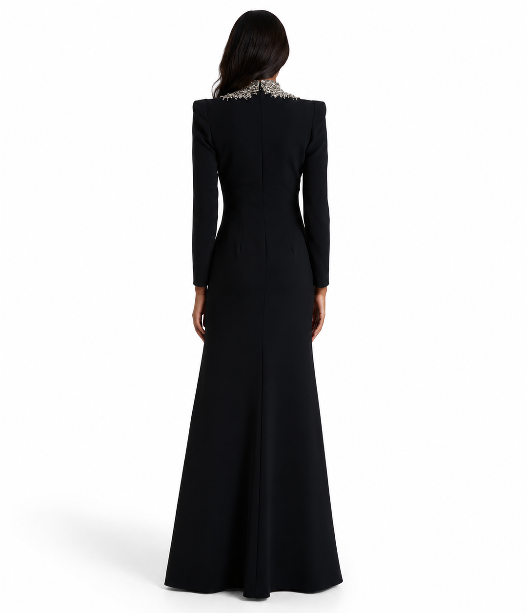 Crystal-Fringe Column Gown - Noir