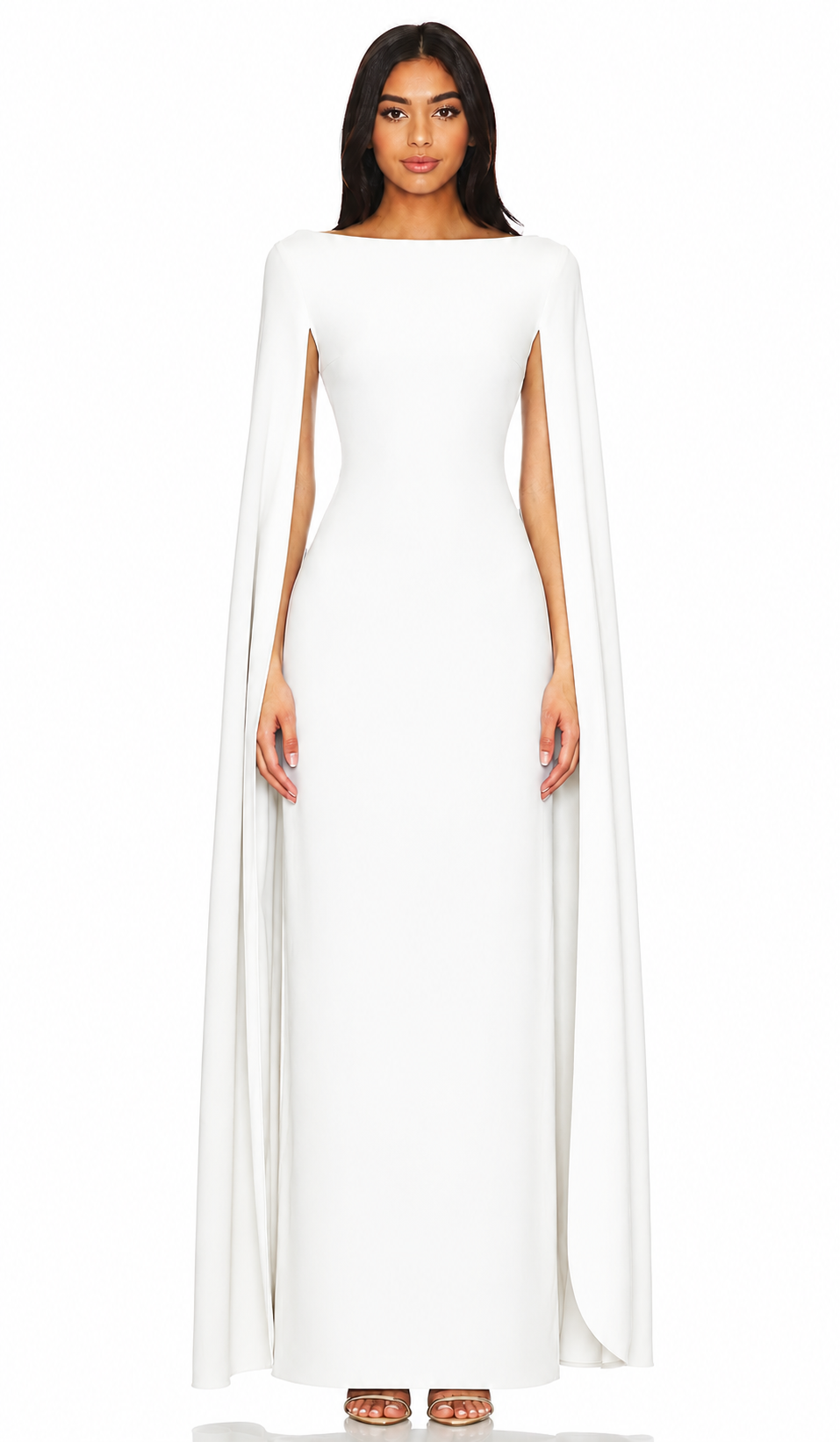 Cape Sleeve Column Maxi Dress - Sky