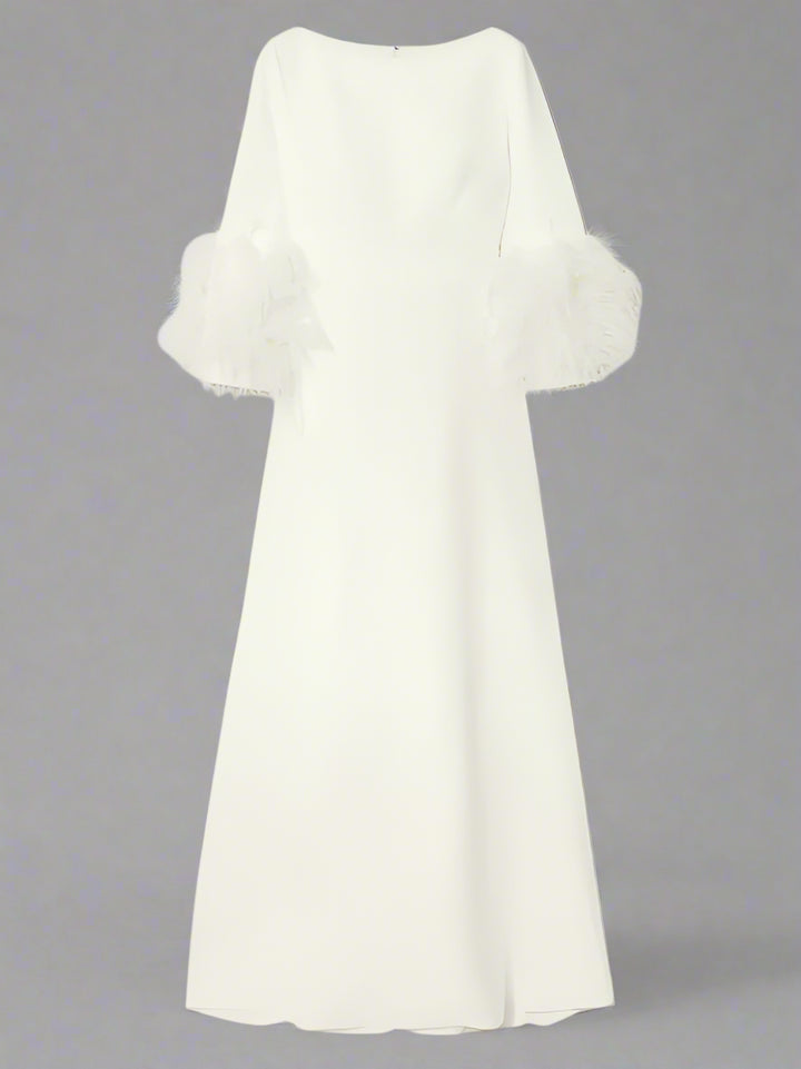 feather-cuff A-line gown – Zonal