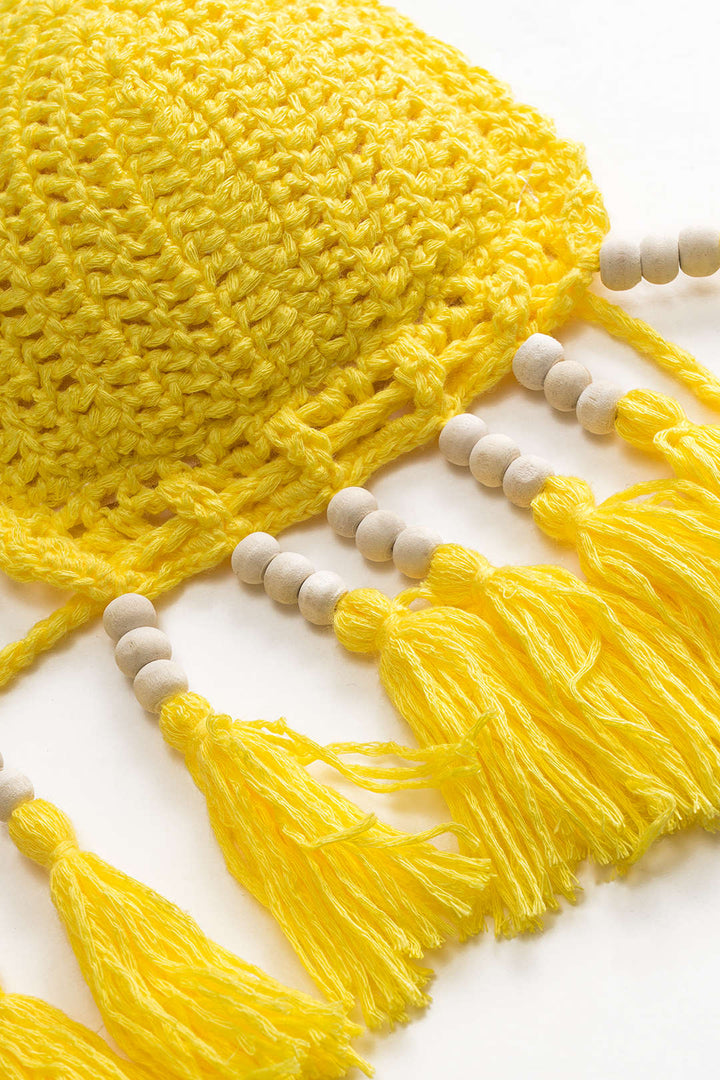 Tie Up Backless Fringe Beaded Bikini Set