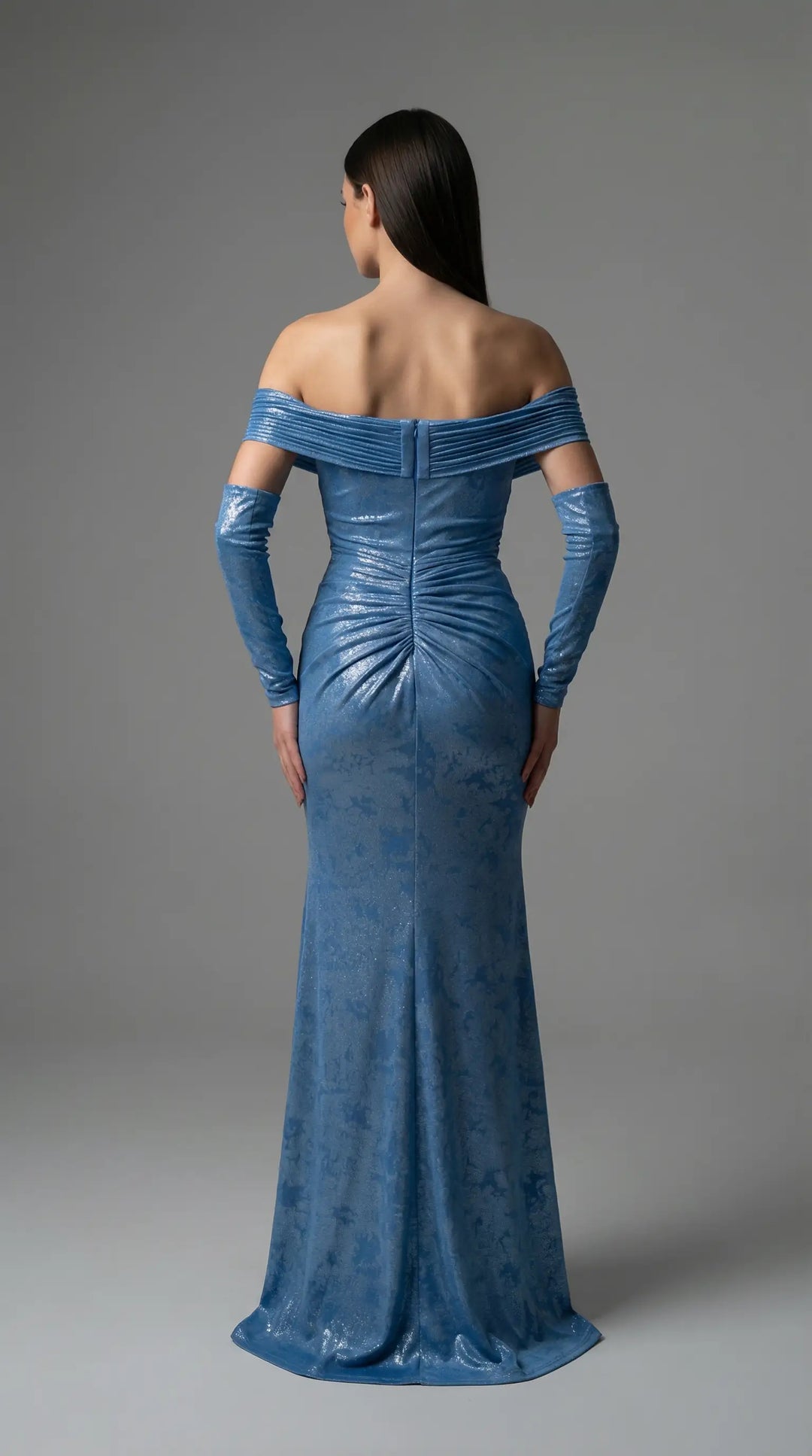 A shimmering, off-the-shoulder evening dress embellished with crystals 2436- JOLII