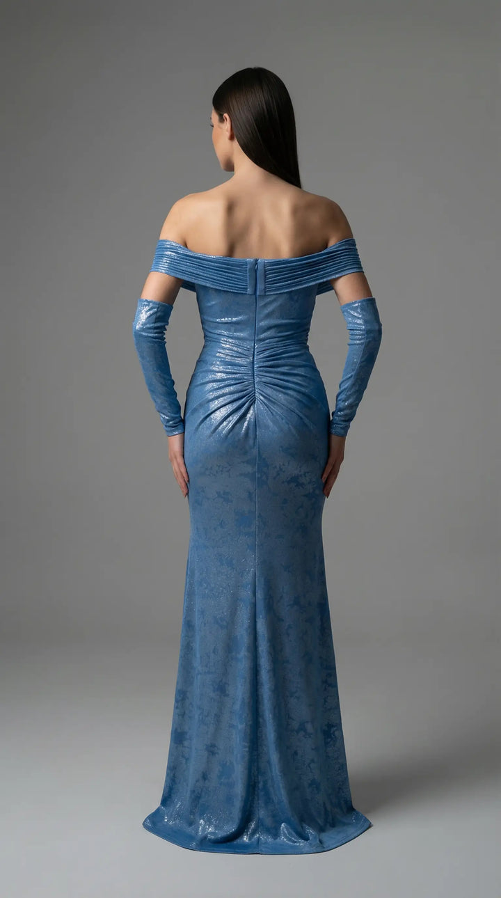 A shimmering, off-the-shoulder evening dress embellished with crystals 2436- JOLII