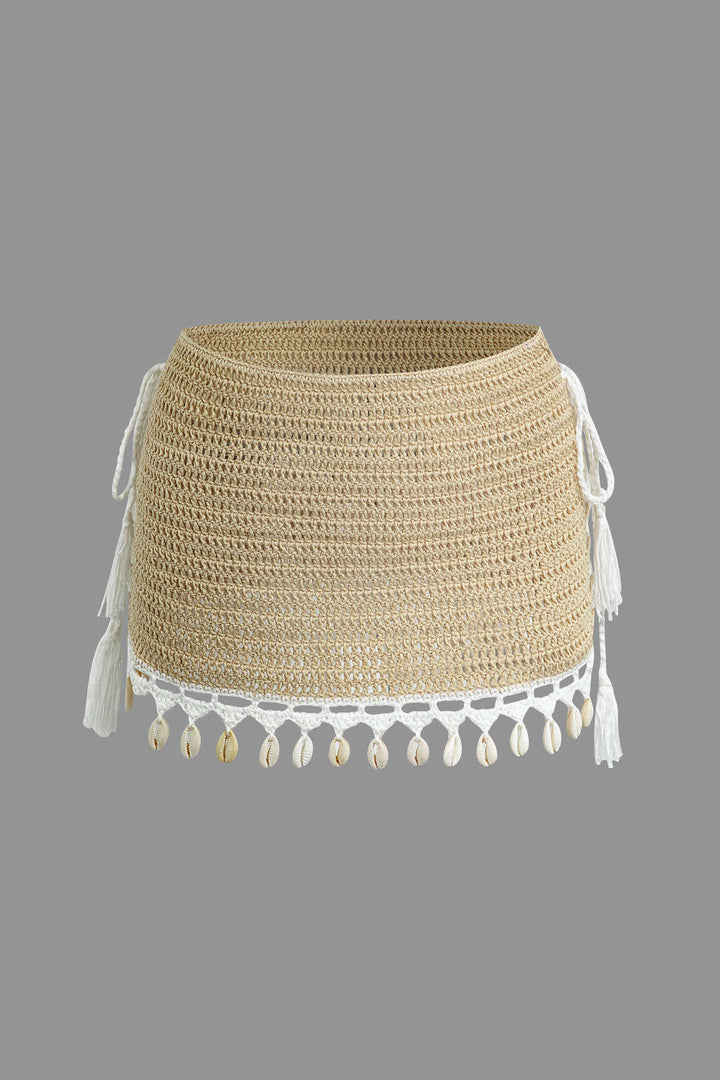 Crochet Shell Tassel Knit Skirt