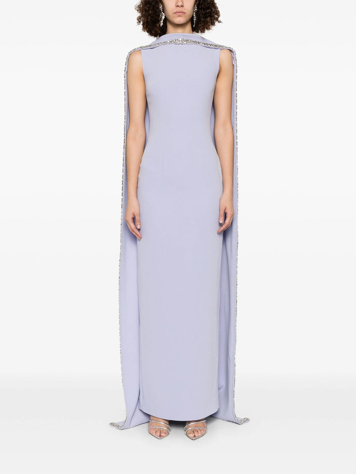 embellished cape-sleeve column gown – LAVINIA