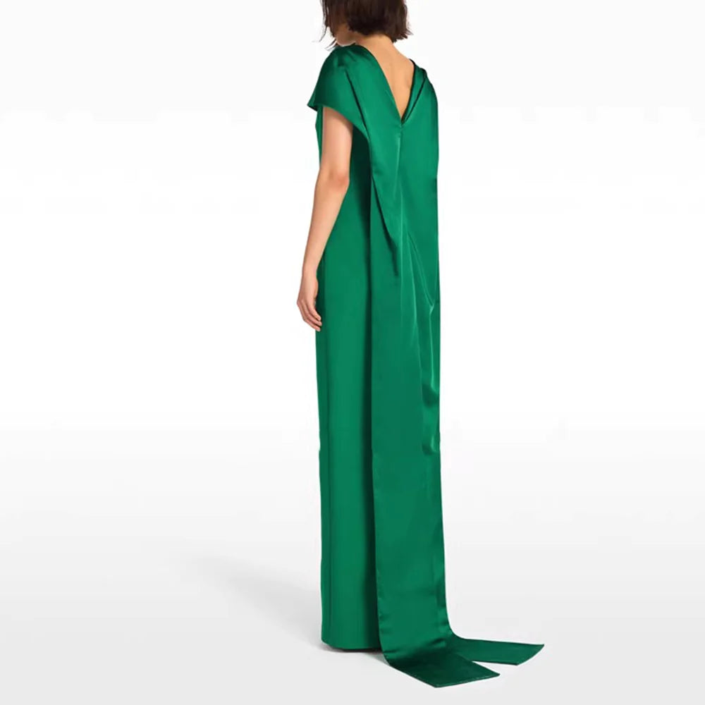 Off-shoulder column gown with draped overlay – Nirven