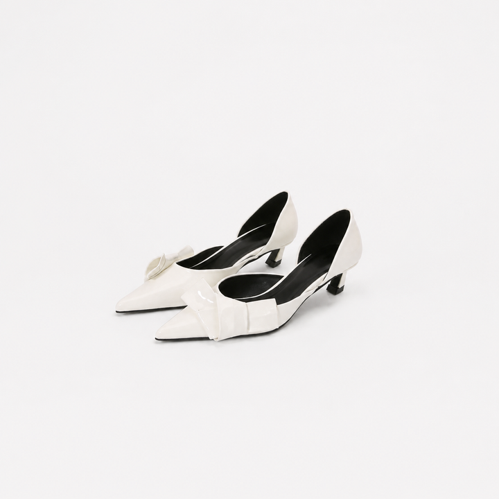 pointed-toe low heel pumps with oversized bow - AMIRAX