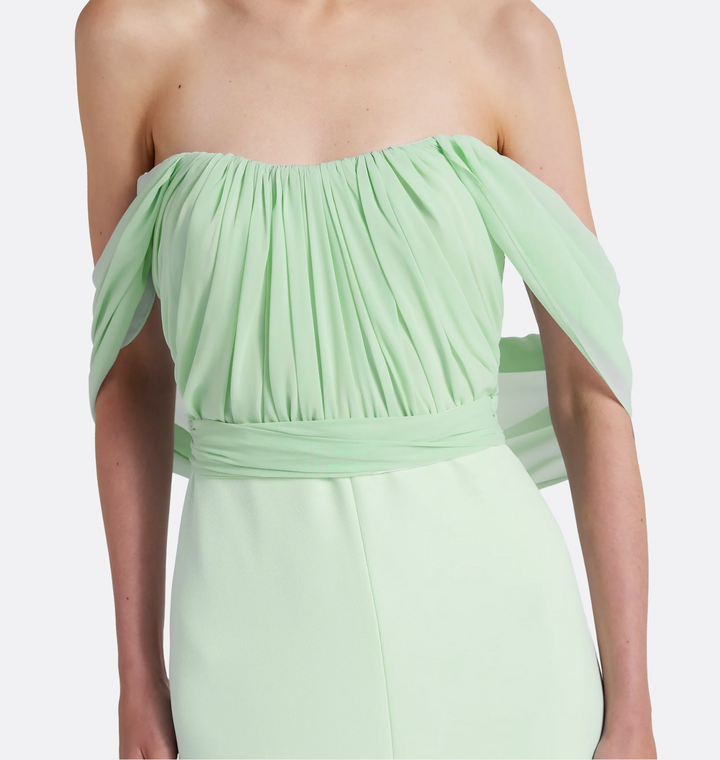Mint Off-Shoulder Pleated Maxi Dress - Serene